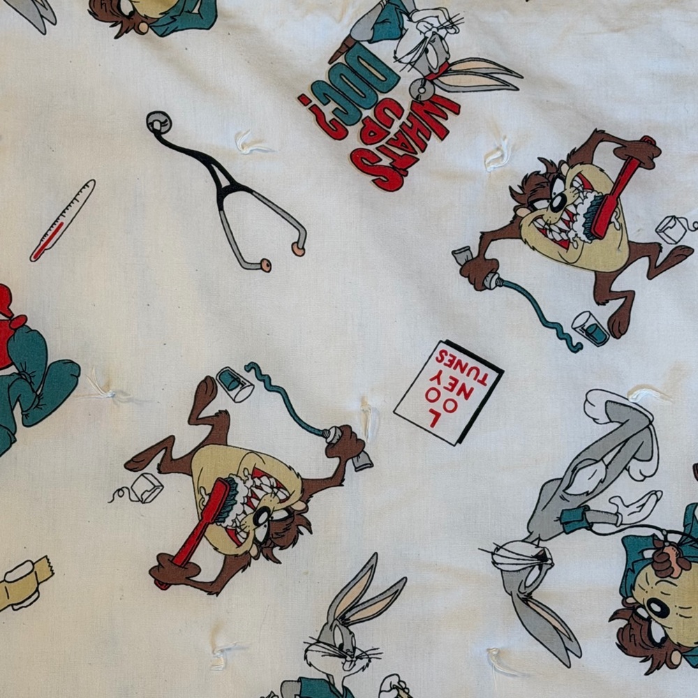 Vintage Looney Tunes Crib Blanket Bugs Bunny Taz Nursery - Picture 2 of 4
